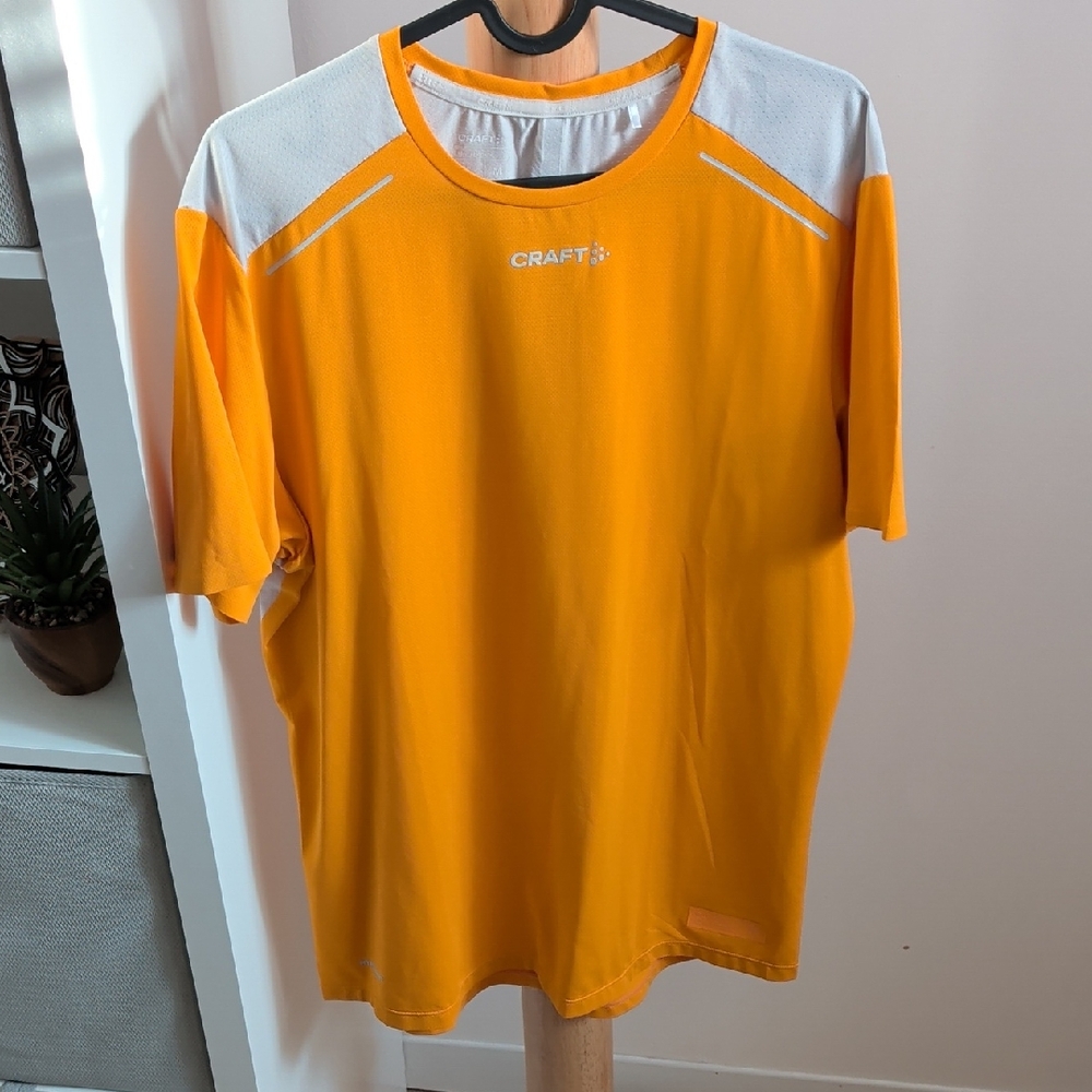 Craft Men's Vibrant Orange and White Tee